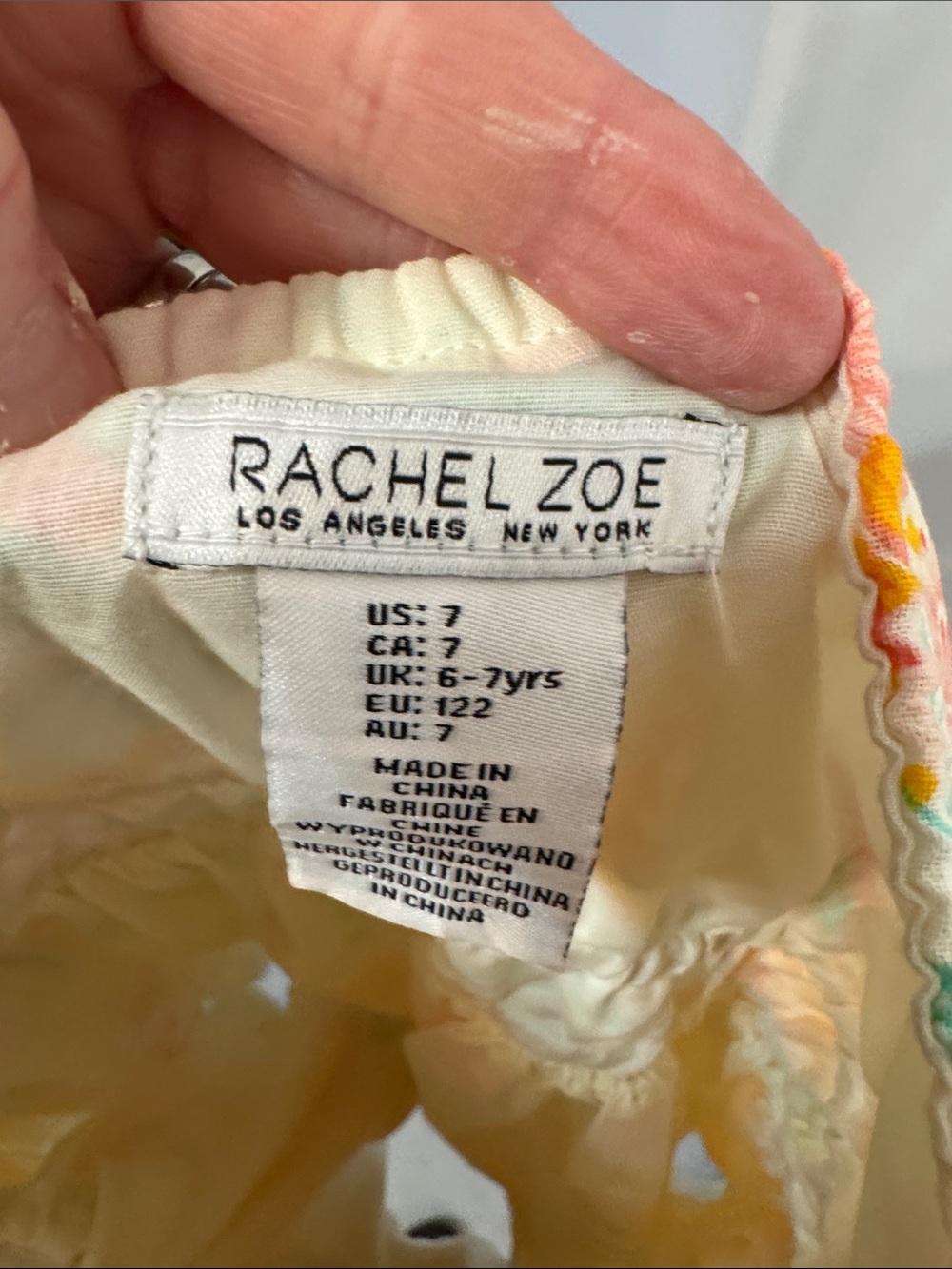 Rachel Zoe Cream Floral & Yellow Pineapple Smocked Puff-Sleeve Dress - Picture 6 of 6